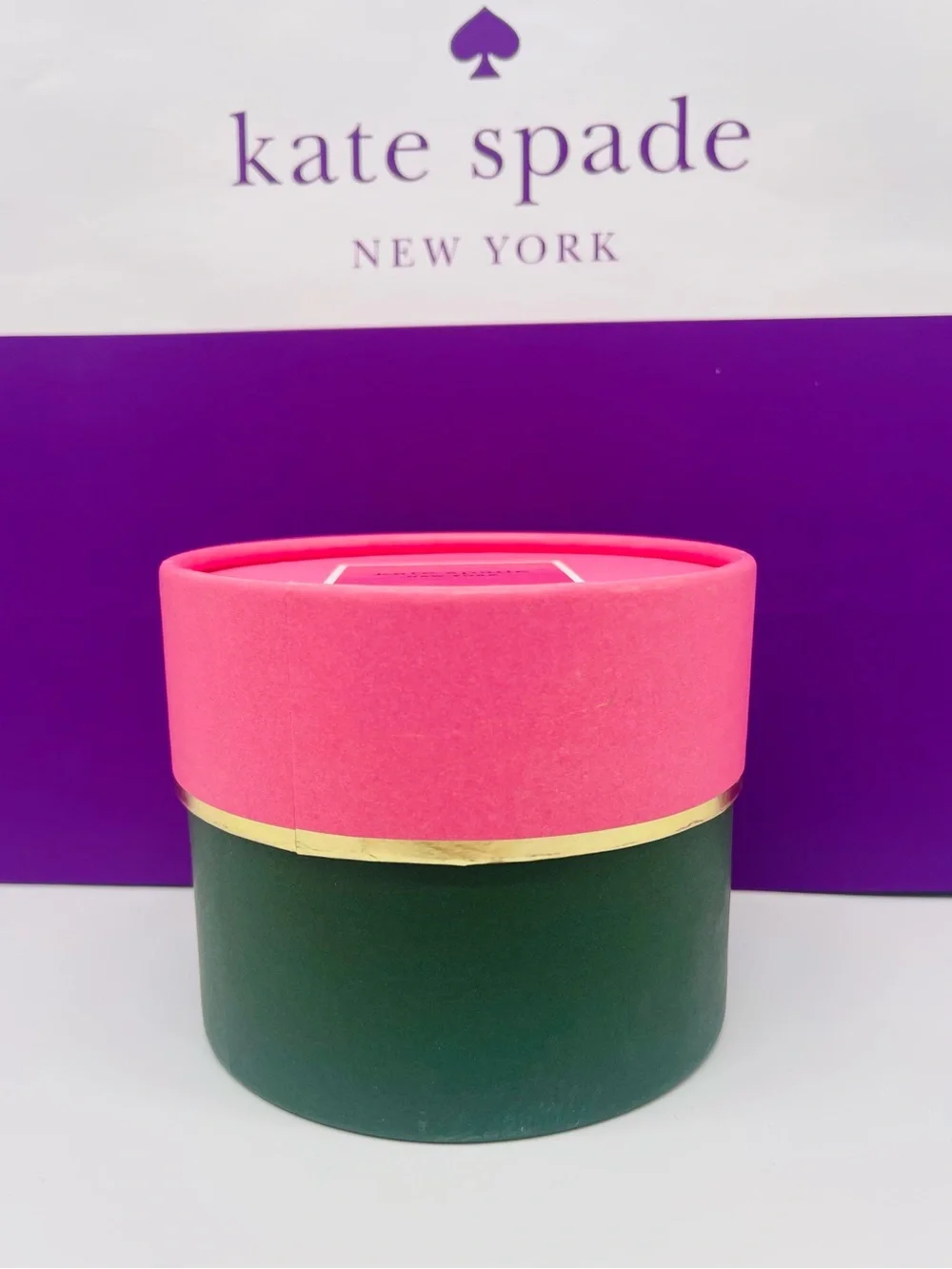 kate spade Pink and Forest Green Round Gift Boxe New
